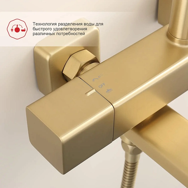 Душевая система с термостатом Raglo R22.26.03, матовое золото