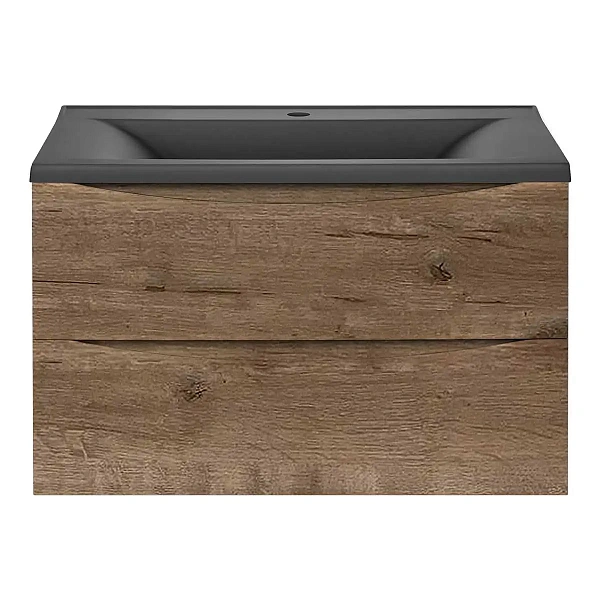 Тумба под раковину Vincea Mia 800 подвесная, 2 выкатных ящик soft close, V.Oak
