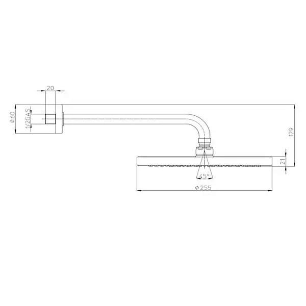 Верхний душ с душевым кронштейном Bossini Elios H19412G.030