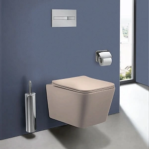 Унитаз подвесной Vincea Q-Line VT1-12MC безободковый, цвет капучино мат., ультратонкое soft close сиденье