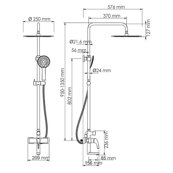 Душевая система WasserKRAFT Sauer A17101