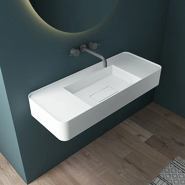 Раковина из искусственного камня Vincea VWB-6S312MW, 1200*400*150, подвесная, цвет белый матовый