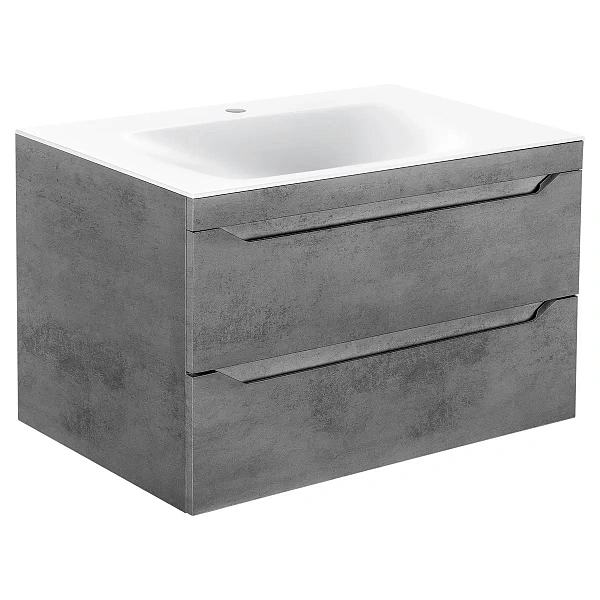 Тумба под раковину Vincea Fine 800 подвесная, 2 выкатных ящика soft close, Beton