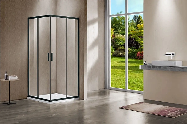 Душевой уголок Vincea Garda VSS-1G8011CLB, 1100*800, черный, стекло прозрачное