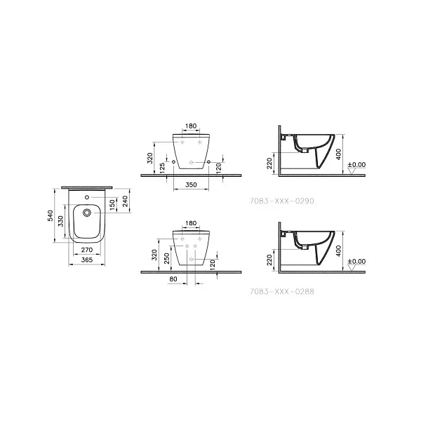 Подвесное биде VITRA Integra 7083B003-0288