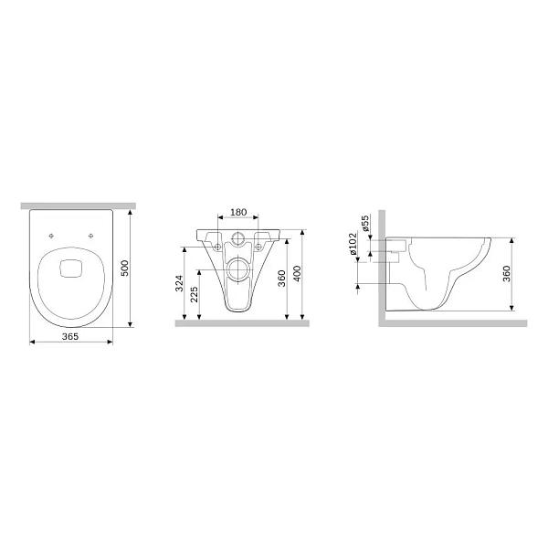 Унитаз подвесной AM.PM Gem FlashClean C901700SCmb безободковый