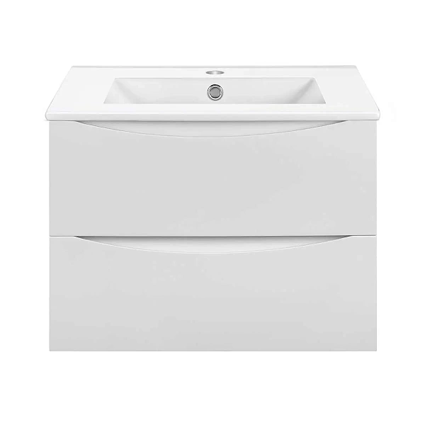 Тумба под керамическую раковину Mia Slim 700 подвесная, 2 выкатных ящика soft close, G.White