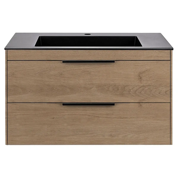 Тумба под раковину Vincea Chiara 2D 800 подвесная, 2 выкатных ящика soft-close, N.Oak