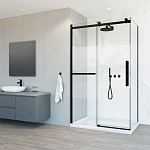 Душевой уголок Vincea Como Soft VSR-1CS8012CLB, 1200*800, черный, стекло прозрачное