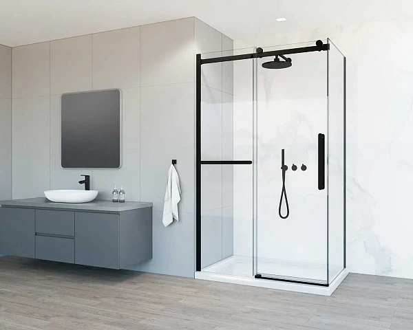 Душевой уголок Vincea Como Soft VSR-1CS8012CLB, 1200*800, черный, стекло прозрачное