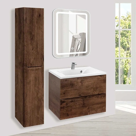 Тумба под раковину Vincea Mia 650 подвесная, 2 выкатных ящика soft close, R.Wood