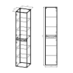 Шкаф-пенал Vincea Mia VSC-2M170GW-L подвесной, 1700*350*350, G.White, левый