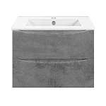 Тумба под керамическую раковину Mia Slim 700 подвесная, 2 выкатных ящика soft close, Beton