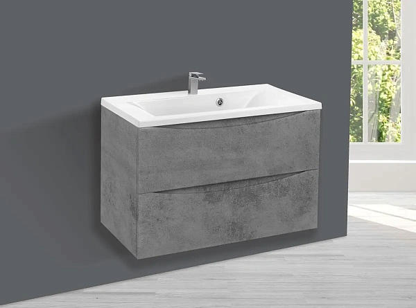 Тумба под раковину Vincea Mia 750 подвесная, 2 выкатных ящика soft close, Beton