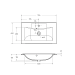 Раковина из литьевого мрамора BelBagno BB750/450-LV-MR-PR, 75 см