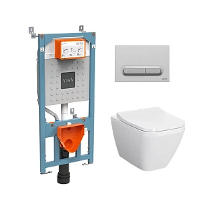 Инсталляция с унитазом VITRA Integra 9856B003-7206 кнопка матовый хром