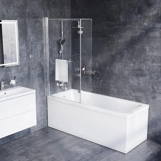 Стеклянная шторка для ванны Damixa Skyline 80х140 см, DX35WBS-D7W1-150MT