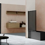 Душевая шторка на ванну Vincea VSB-1E100CGB, 1000*1450, матовый черный, стекло тонированное