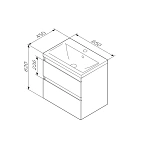 M85AFHX0652BM X-Joy, База под раковину, подвесная, 65 см, 2 ящика, черный матовый