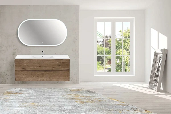 Тумба под керамическую раковину Mia 1200 подвесная, 2 выкатных ящика soft close, V.Oak