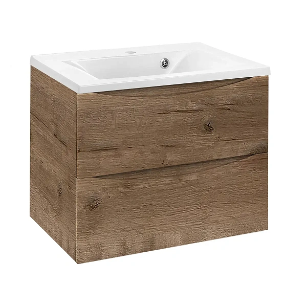 Тумба под раковину Vincea Mia 650 подвесная, 2 выкатных ящика soft close, V.Oak