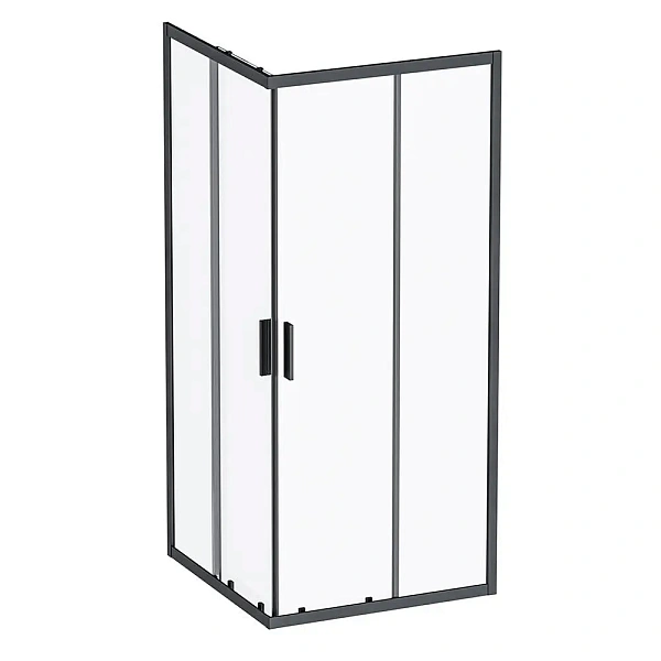 W93G-403-090BT Душевое ограждение Gem S Square Slide 90x90 стекло прозрачное, профиль черный матовый