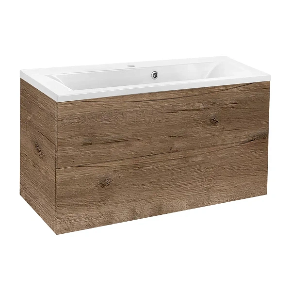 Тумба под раковину Vincea Mia 900 подвесная, 2 выкатных ящика soft close, V.Oak