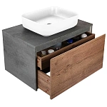 Тумба под накладную раковину Mesa 800 подвесная, 1 выкатной/1 скрытый ящик soft close, T.Oak + Beton