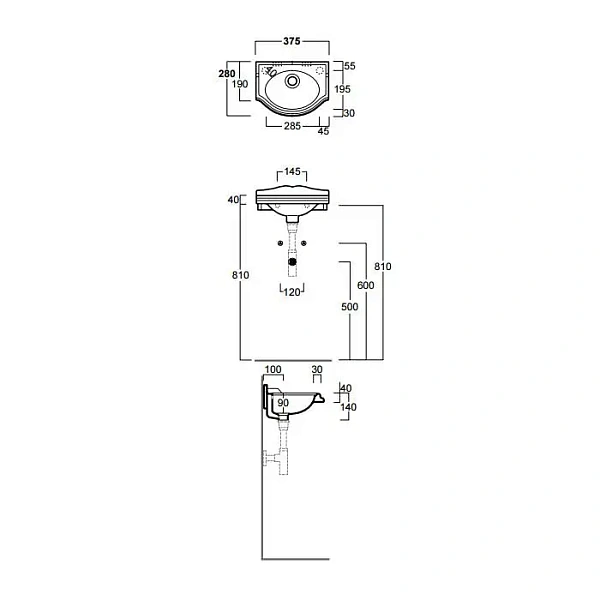 Подвесная раковина Simas Arcade AR035bi*0 37.5 см