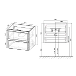Тумба под раковину Vincea Vico 600 подвесная, 2 выкатных ящика soft close, Beton