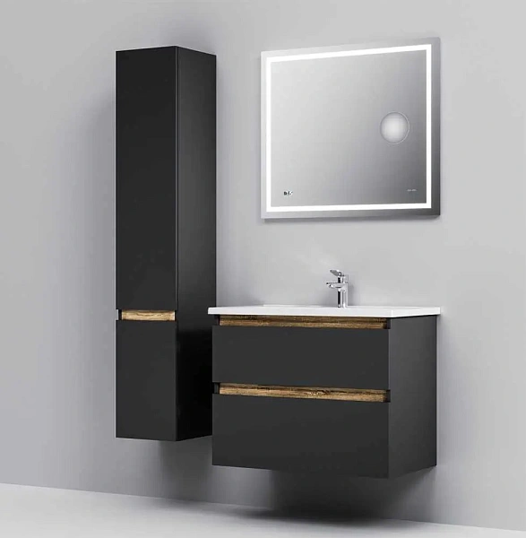 M85AFHX0802BM X-Joy, База под раковину, подвесная, 80 см, 2 ящика, черный матовый