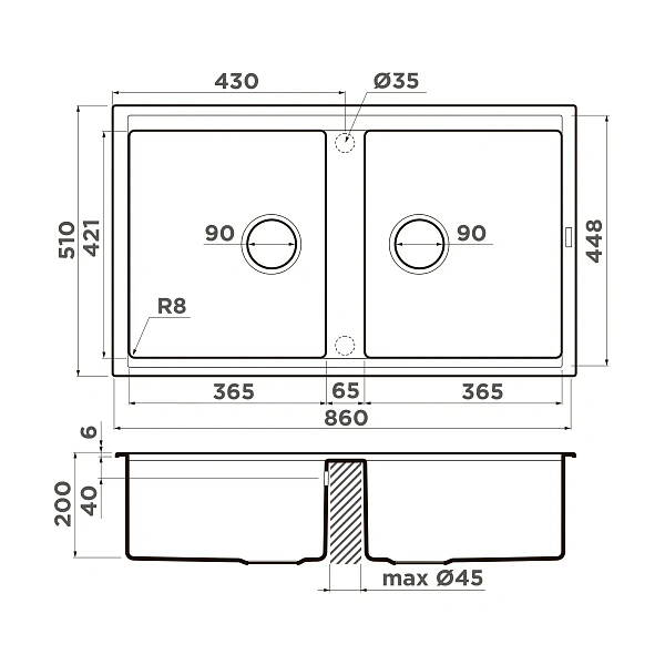 Omoikiri Kitagawa 86-2-WH Artceramic/белый