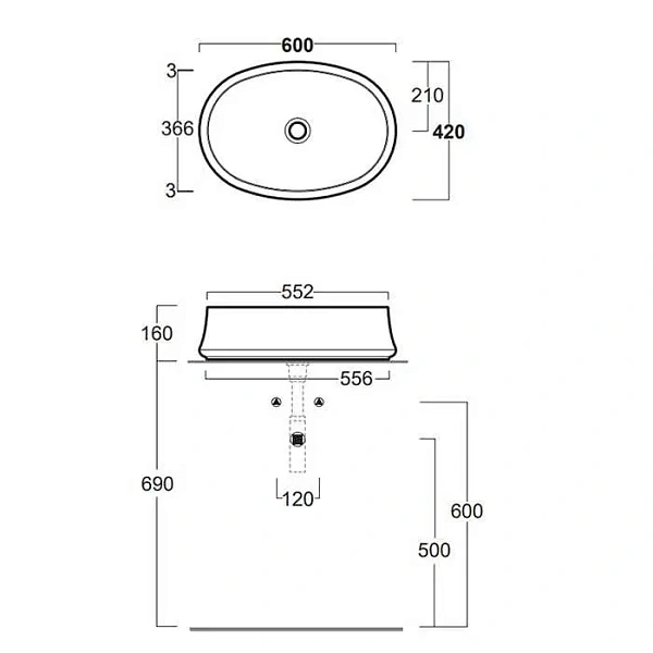 Накладная раковина Simas Sharp SH04bi*0 60 см