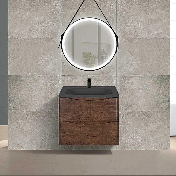 Тумба под раковину Vincea Paola 600 подвесная, 2 выкатных ящика soft close, R.Wood