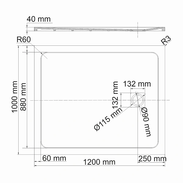 Поддон для душа WasserKRAFT Rhin 120x100 44T10