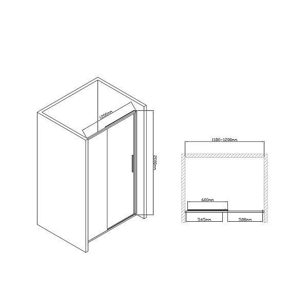 Душевая дверь Vincea Slim-U VDS-2SU120CLB, 1200, м.черный, стекло прозрачное
