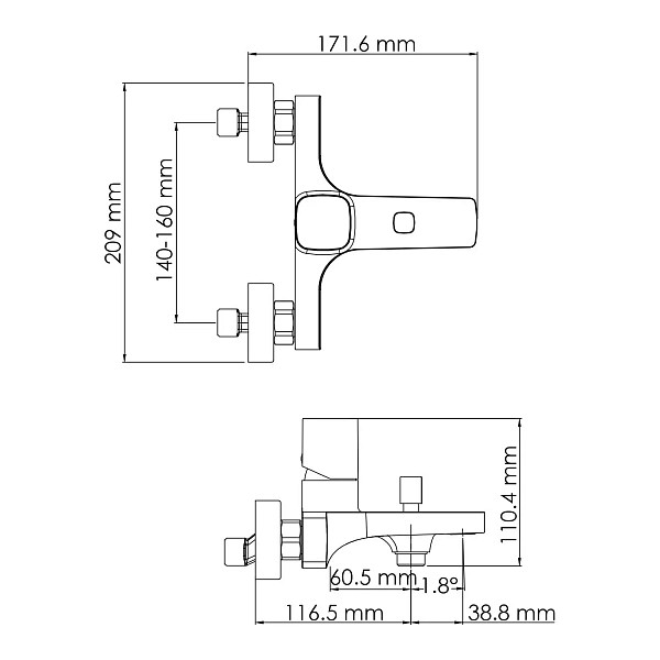 Смеситель для ванны WasserKRAFT Naab 8601