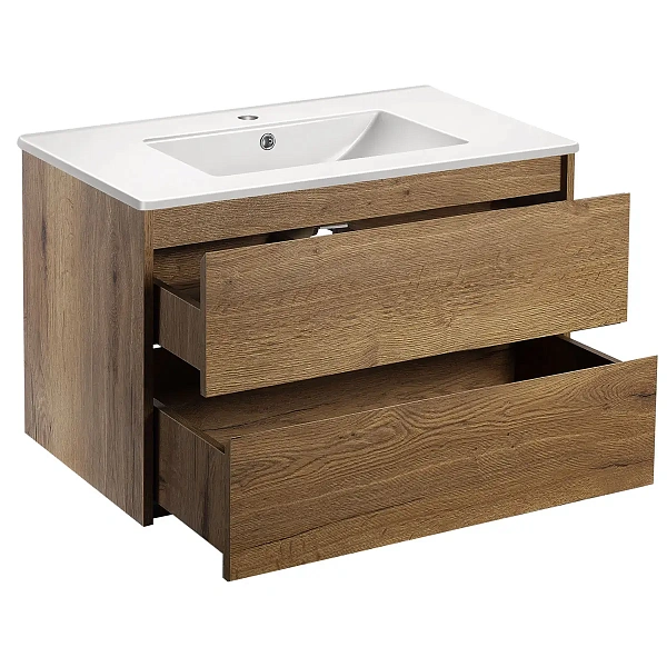 Тумба под раковину Vincea Gio 800 подвесная, 2 выкатных ящика soft-close, T.Oak