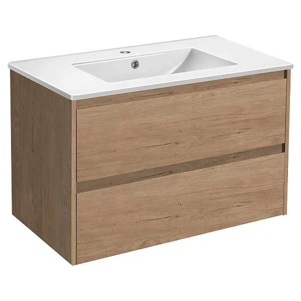 Тумба под раковину Vincea Gio 800 подвесная, 2 выкатных ящика soft-close, N.Oak
