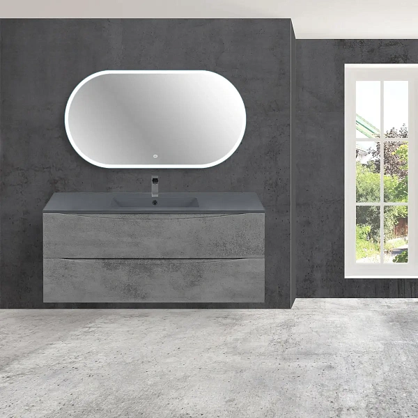 Тумба под керамическую раковину Mia 1200 подвесная, 2 выкатных ящика soft close, Beton