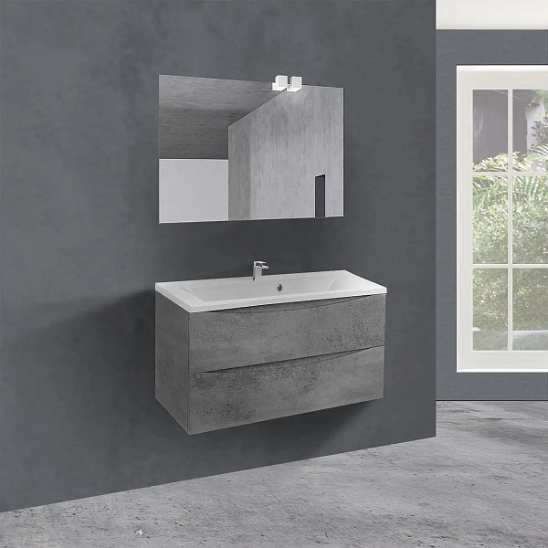 Тумба под раковину Vincea Mia 900 подвесная, 2 выкатных ящика soft close, Beton