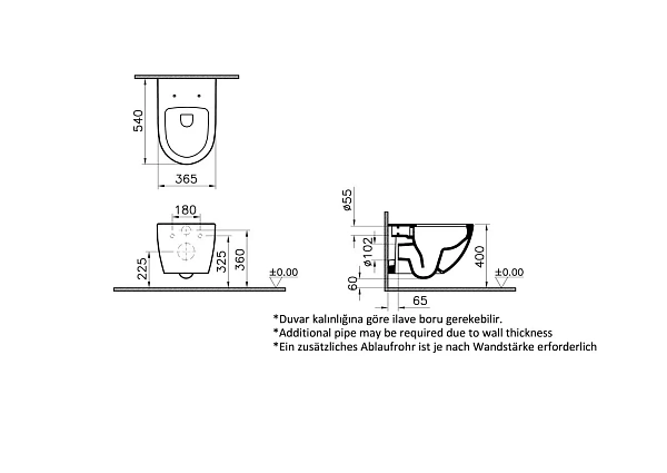Унитаз подвесной VITRA Sento 7748B083-0101, безободковый, матовый черный