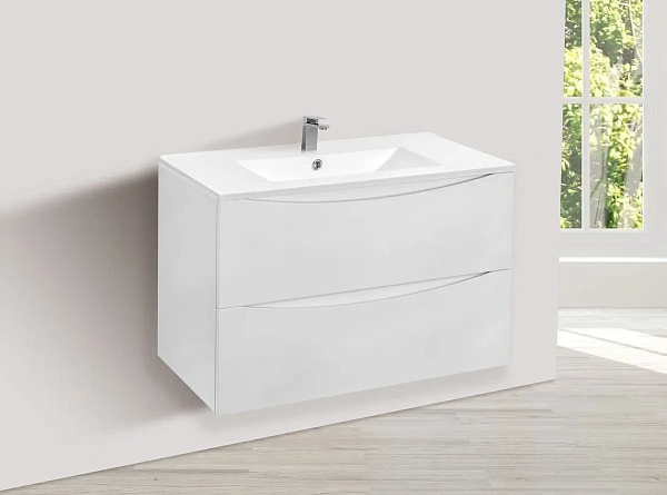 Тумба под керамическую раковину Mia 800 подвесная, 2 выкатных ящика soft close, G.White