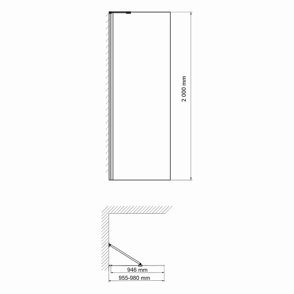 Душевая перегородка WasserKRAFT Aller 100х200 см 10H10-RP100 Fixed