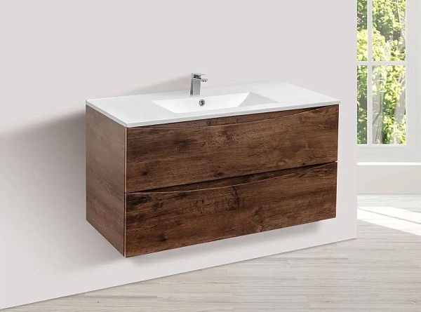 Тумба под керамическую раковину Mia 1000 подвесная, 2 выкатных ящика soft close, R.Wood