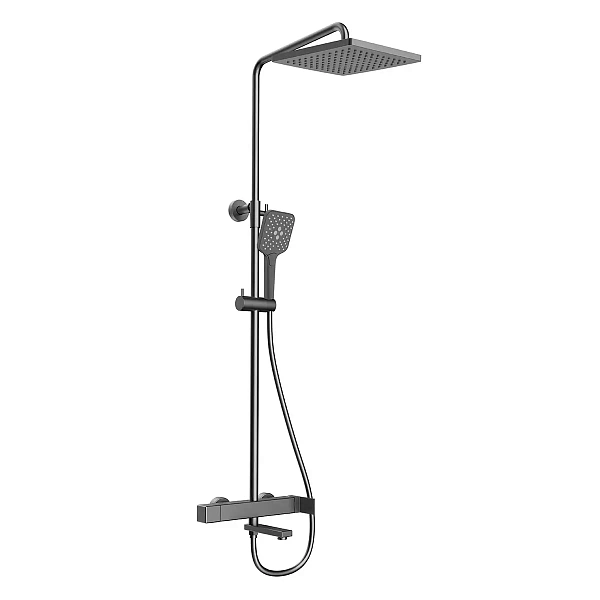 Душевая стойка Vincea Cube VSFS-1C1GM с изливом, вороненая сталь