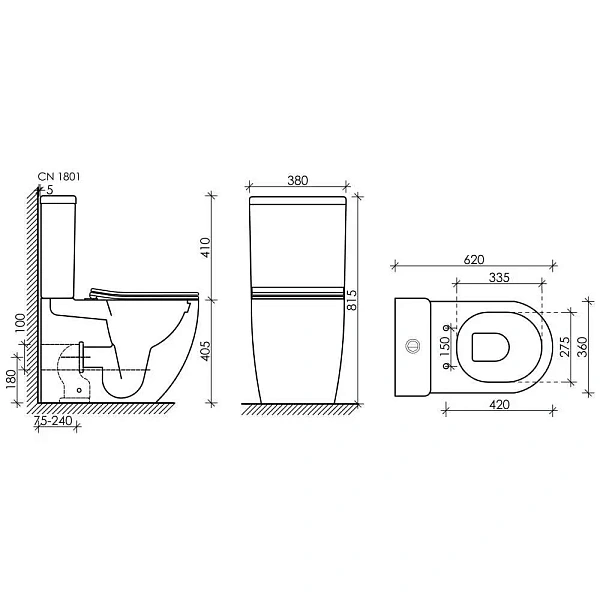 Унитаз-компакт Ceramica Nova Mia CN1801 безободковый