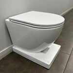 Инсталляция Grohe Rapid SL, кнопка вороненная сталь с подвесным унитазом Santerika SAN.UNT.04, смыв "Торнадо", сиденье микролифт