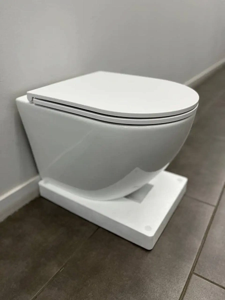 Инсталляция Grohe Rapid SL, кнопка вороненная сталь с подвесным унитазом Santerika SAN.UNT.04, смыв "Торнадо", сиденье микролифт