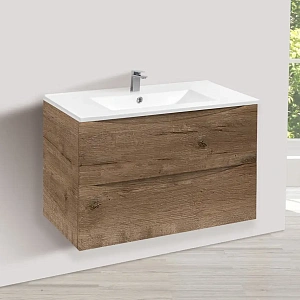 Тумба под керамическую раковину Mia 800 подвесная, 2 выкатных ящика soft close, V.Oak